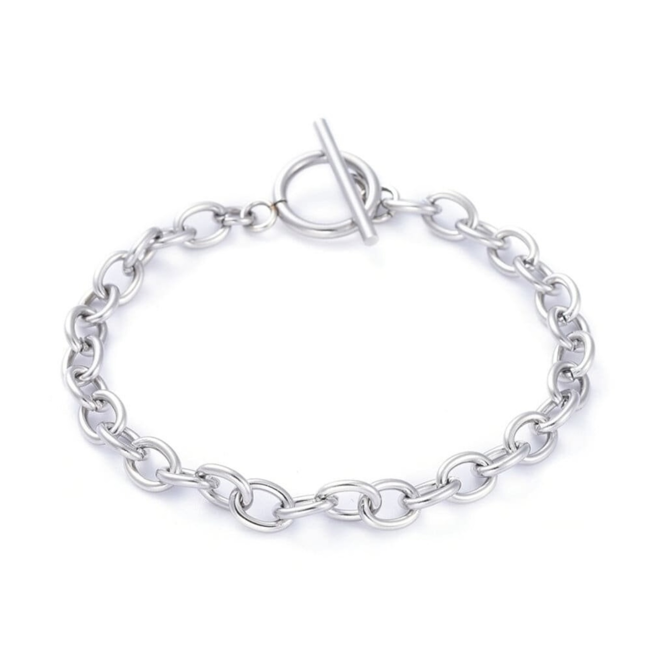 Silver chain toggle bracelet
