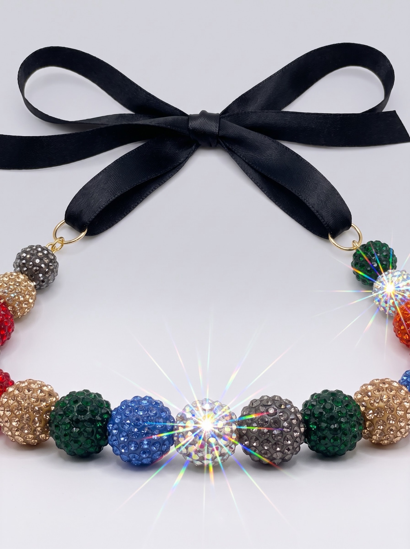 Encore rainbow pavé crystal necklace detail